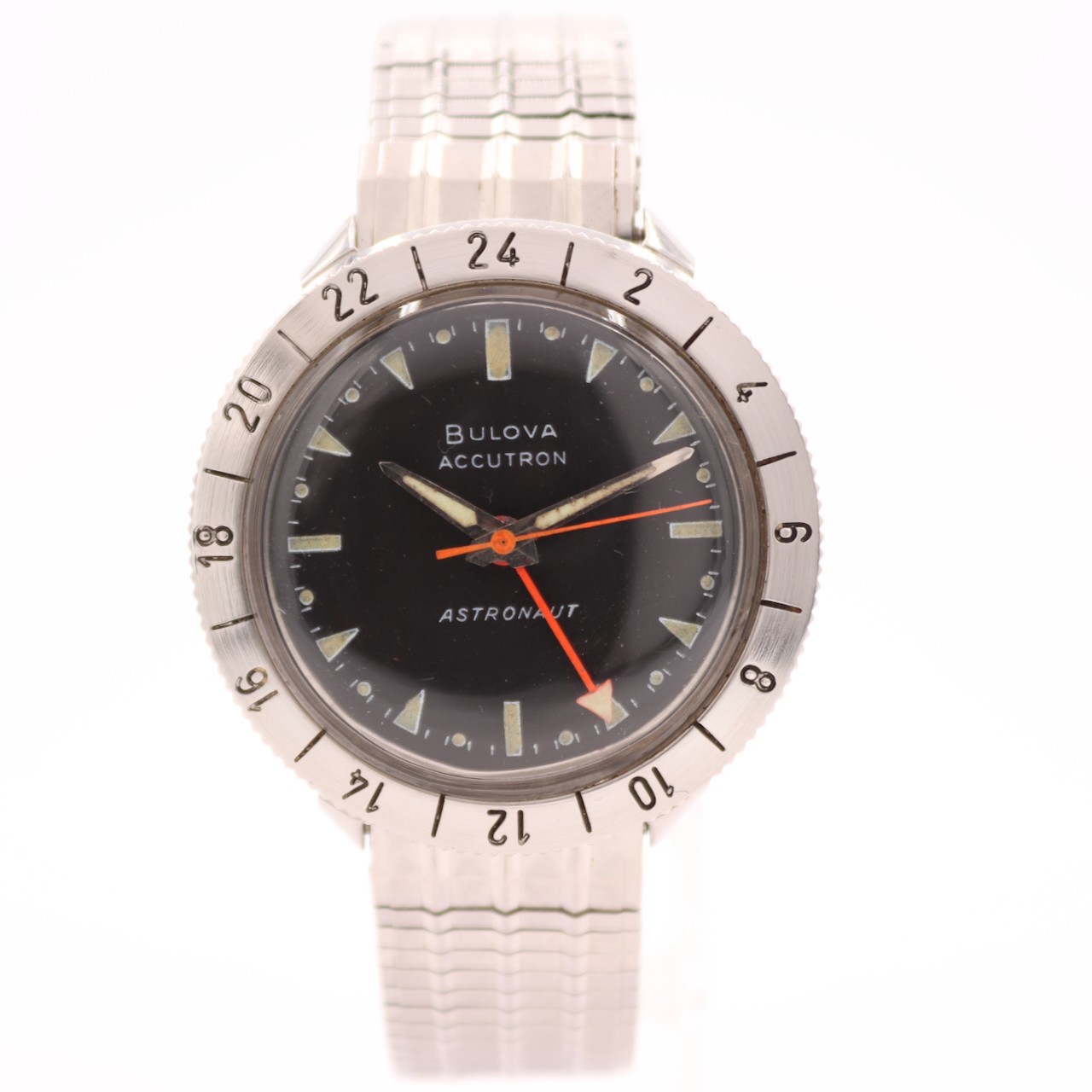 Vintage 38mm 1970 Bulova Accutron Astronaut GMT Tuning Fork Wristwatch 214HN