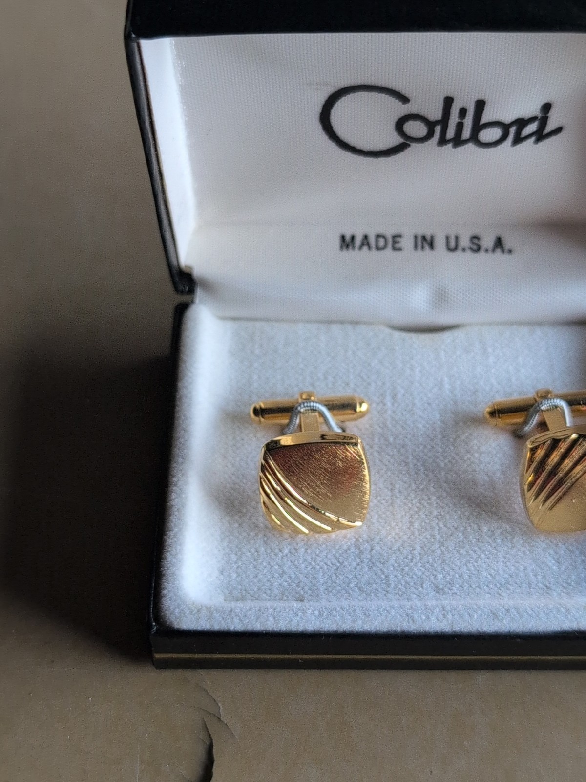 Cufflinks Colibri Black & Goldtone Gold Tone Made In USA NIB FAST FREE SHIPPING