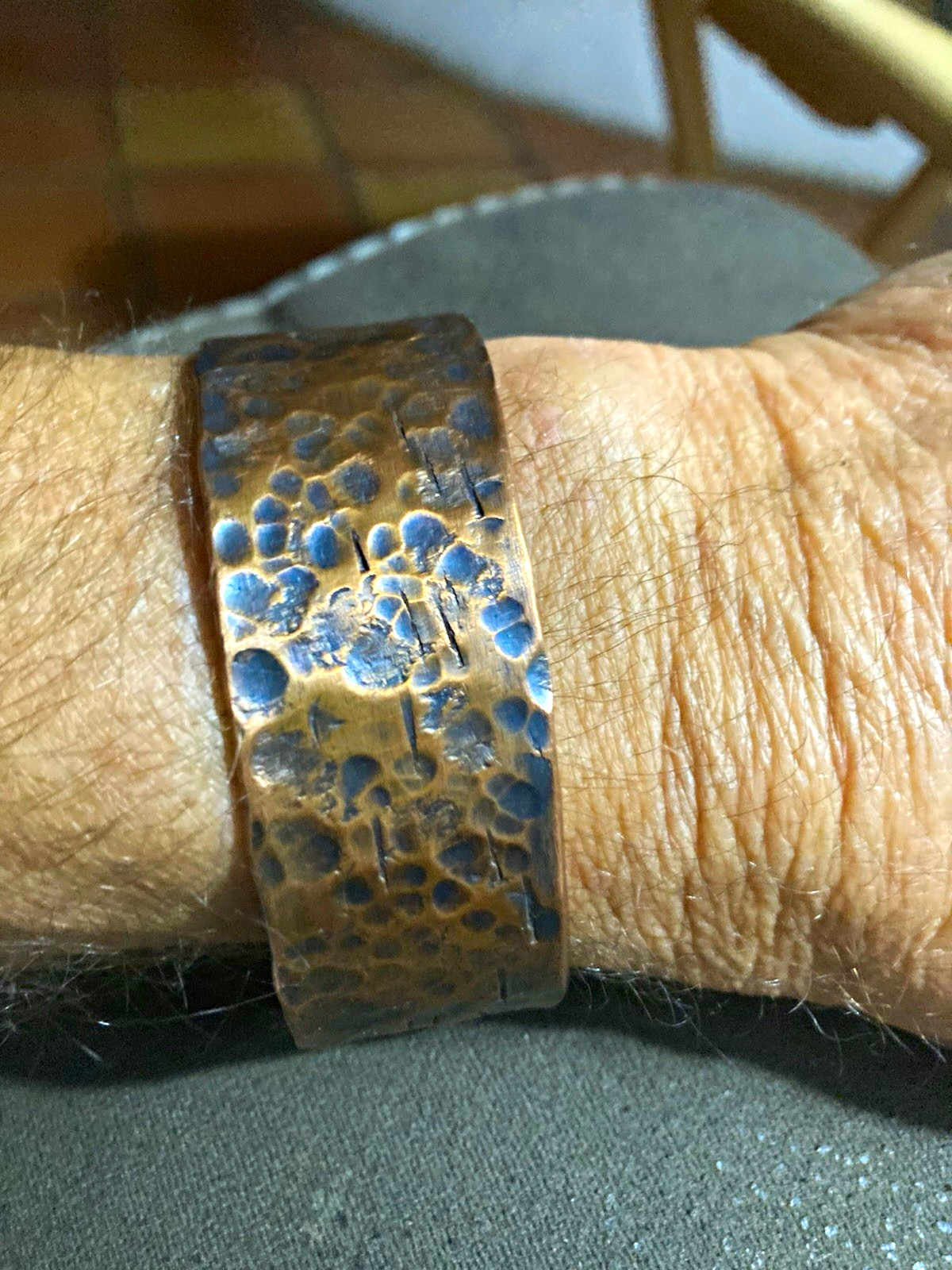 Handcrafted Hammered Copper Cuff Bracelet Artisan Unisex Adults No Stone size 7
