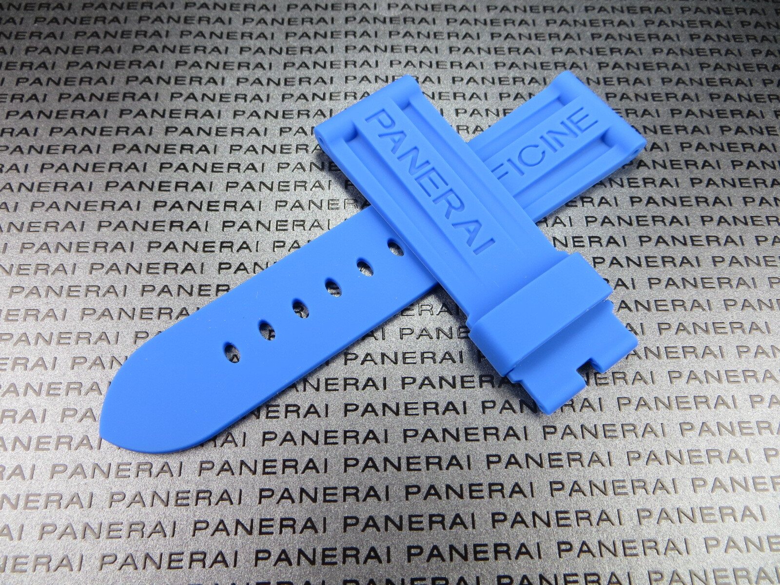 24mm Authentic PANERAI Rubber Strap Royal Blue Diver Watch Band Tang Buckle x1