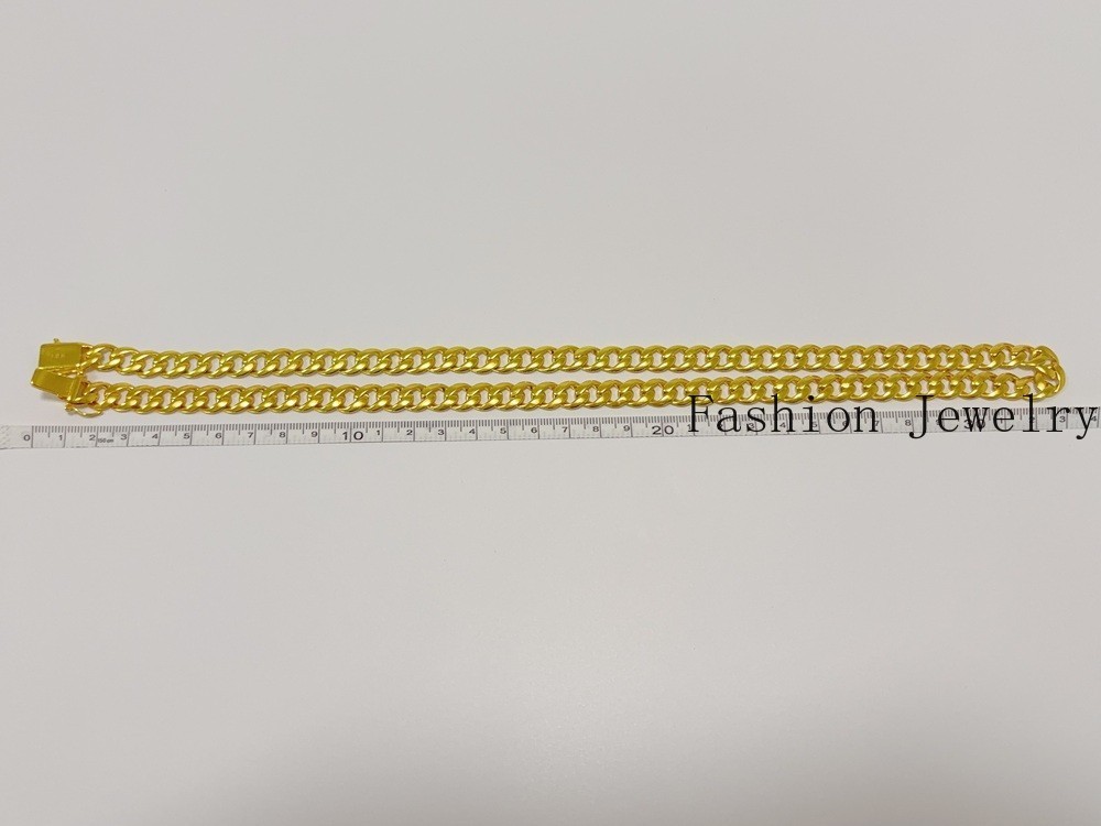 18K Solid Yellow Gold 10mm Curb Cuban Link Chain Necklace Bracelet 26″ Polished