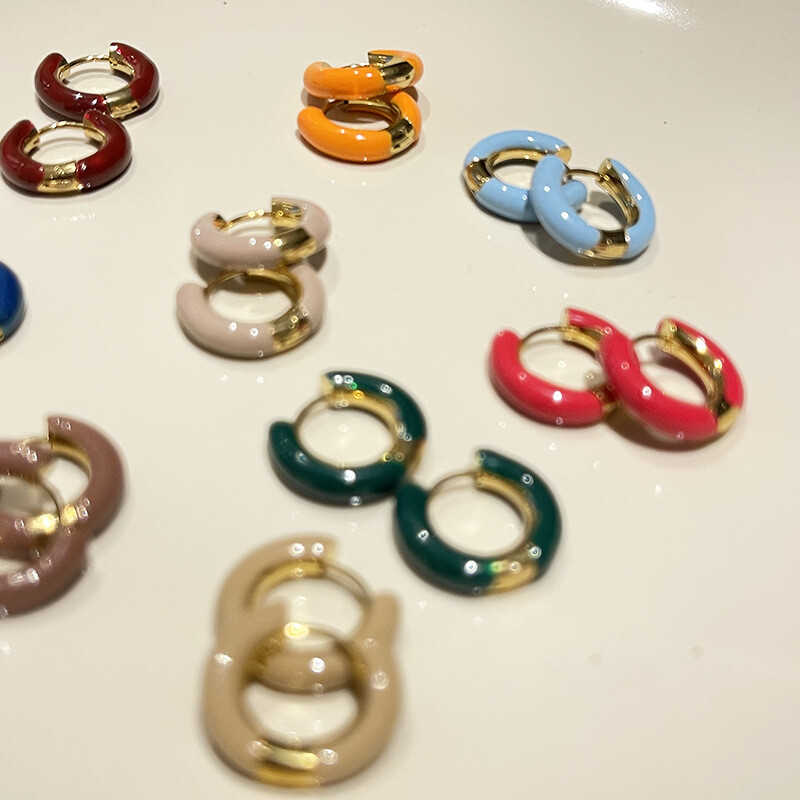 Vibrant Enamel Huggie Hoop Earrings for Women Boasts Multiple Color Options