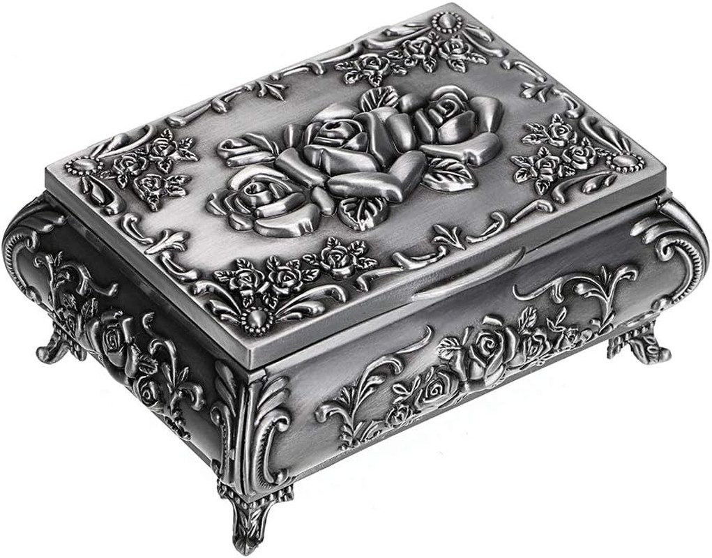 Vintage Metal Jewelry Box Small Trinket Jewelry Storage Box for Rings Earrings N