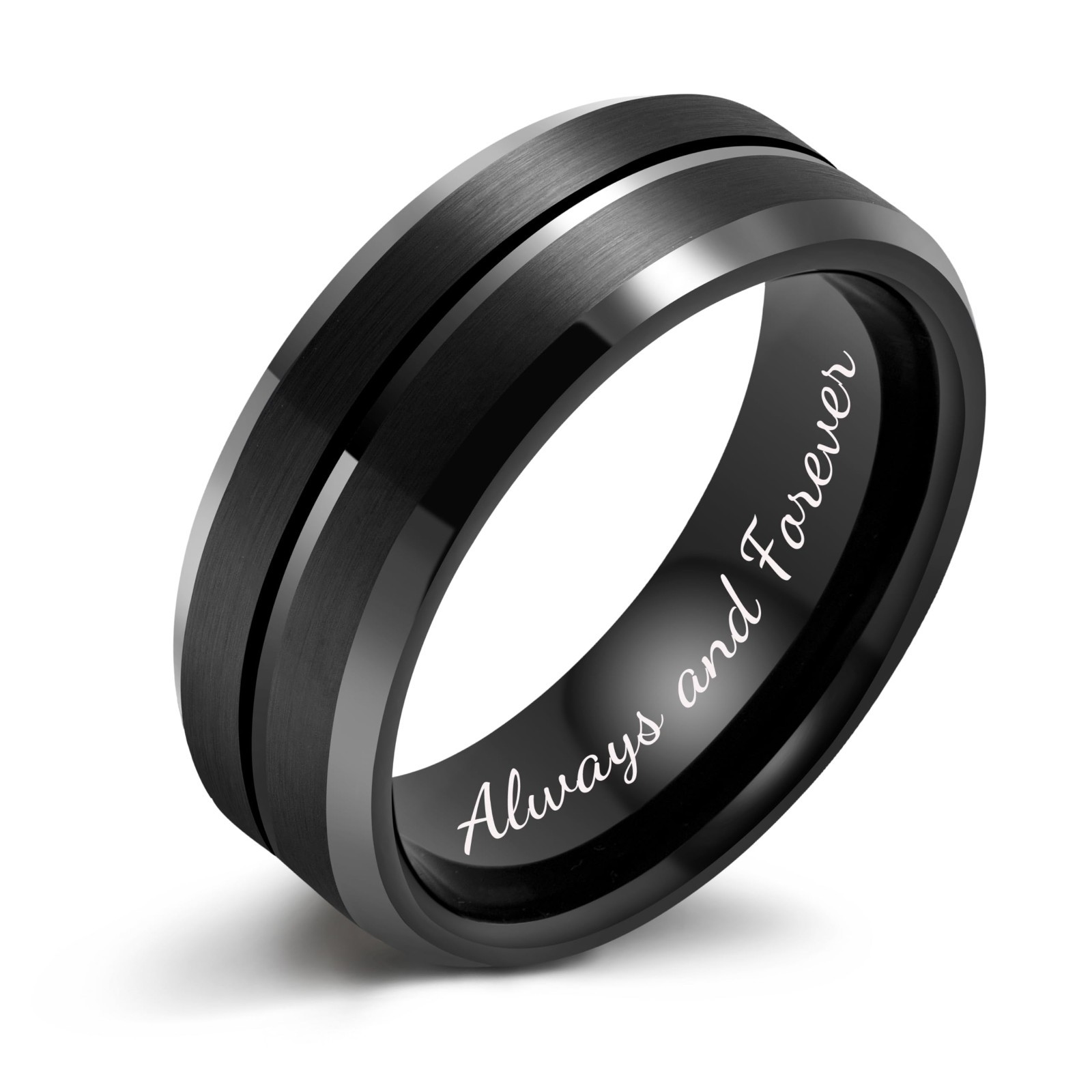Customizable Tungsten Wedding Band for Men & Women, Engraved Promise Ring, 6-14,