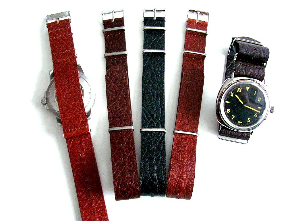 NATO G10 ® strap Buffalo Leather RAF Military Pilot watch band Bonded IW SUISSE