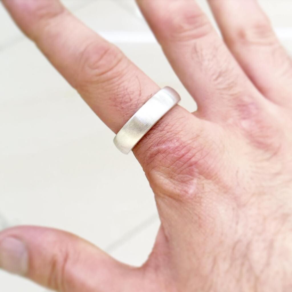 Solid Heavy 999 Pure Silver Ring Band In Satin/Brushed Band Wedding Thick Ring