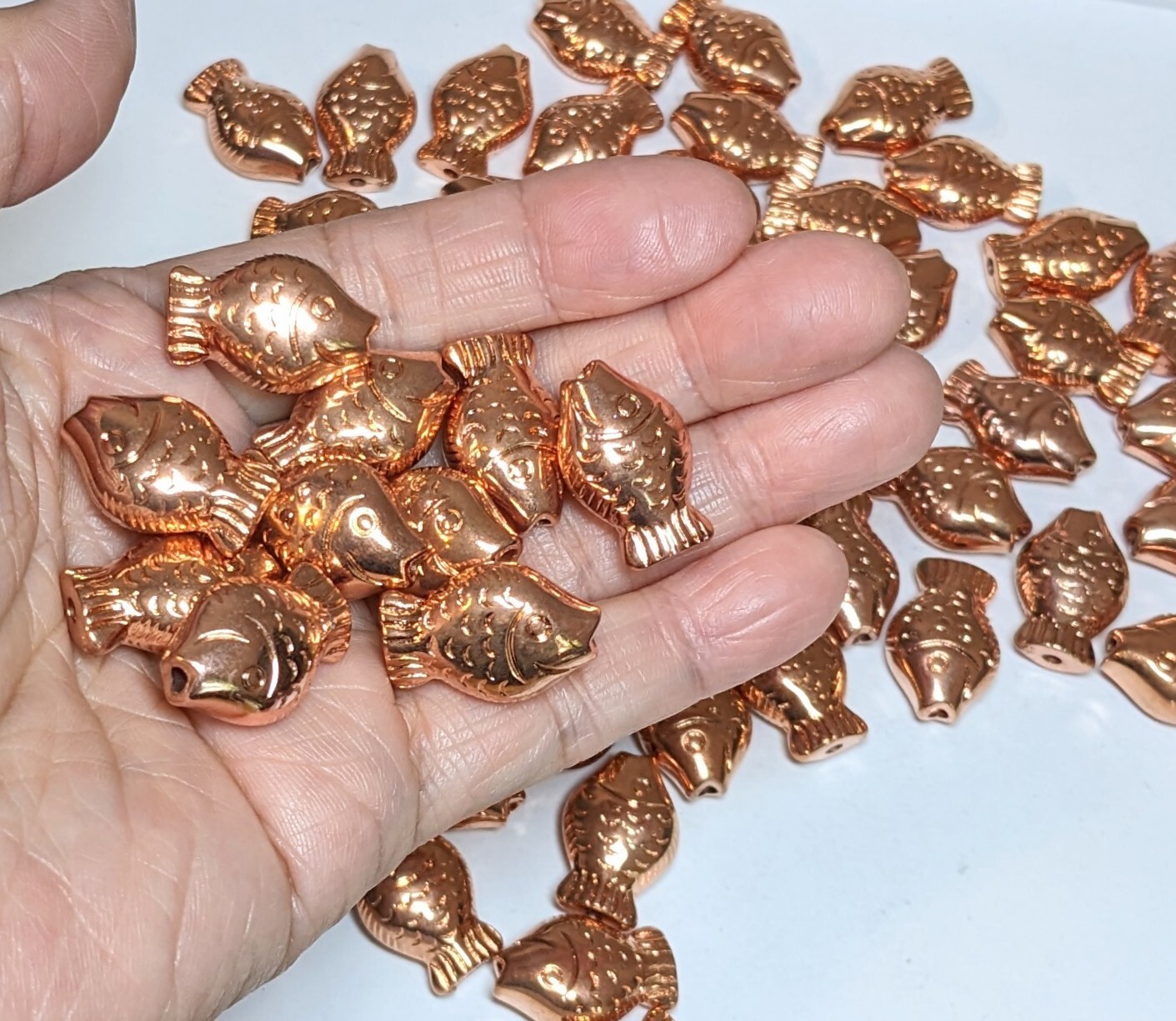 Fish Beads for Jewelry Making Copper 22mm Mix Fish 50 pcs