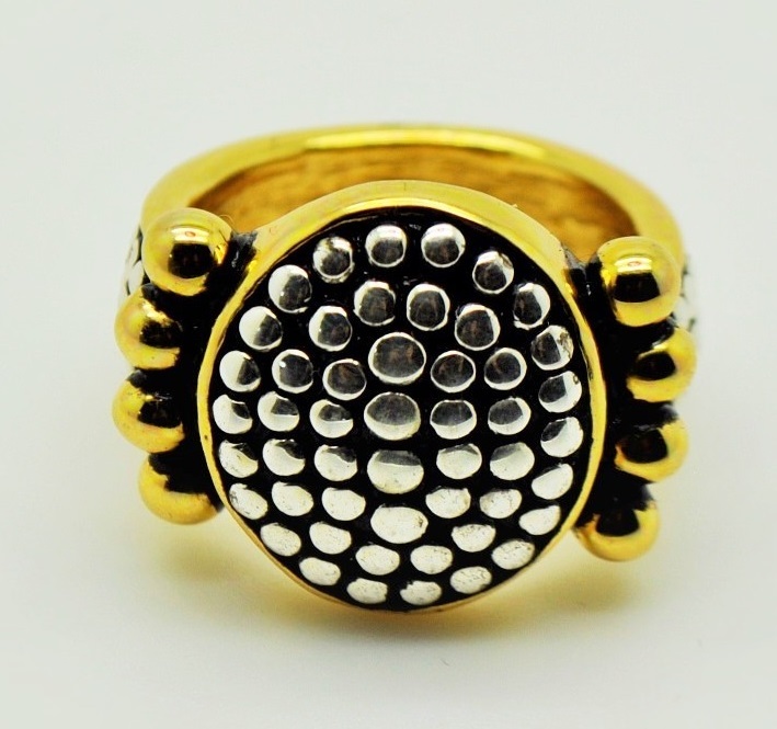 NEW CHIC FASHION HIGH- QUALITY TWO TONE DESIGN RHODIUM SILVER RING US-SELLER 012