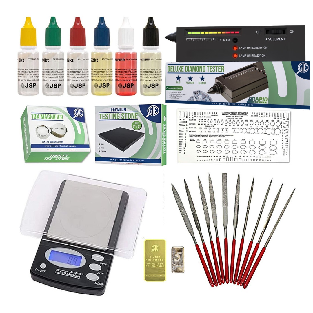 Gold Silver Jewelry Test Kit 10K 14K 18K 24K Digital Scale Diamond Tester Acid