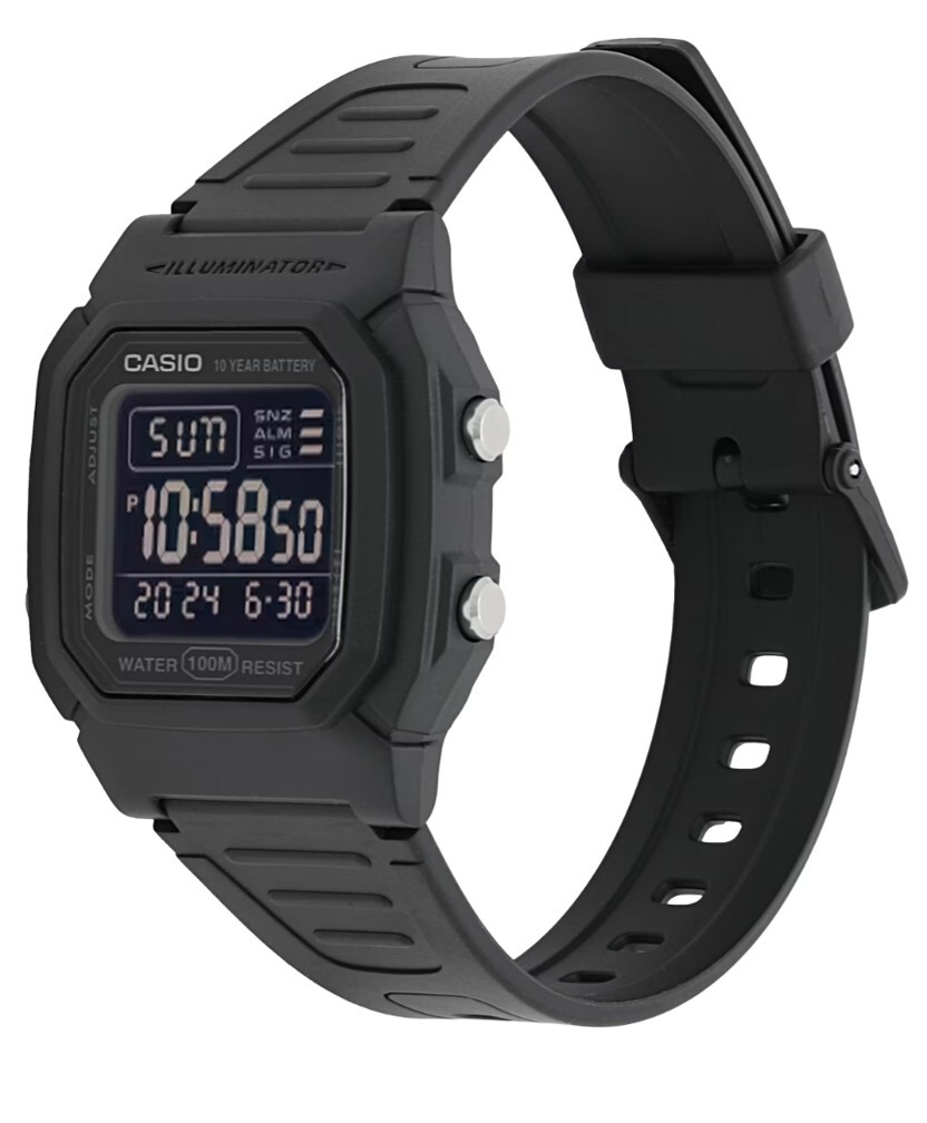 Casio W800H-1BV, Chronograph Watch, 100 Meter, Alarm, Date, 10 Year Battery, NEW