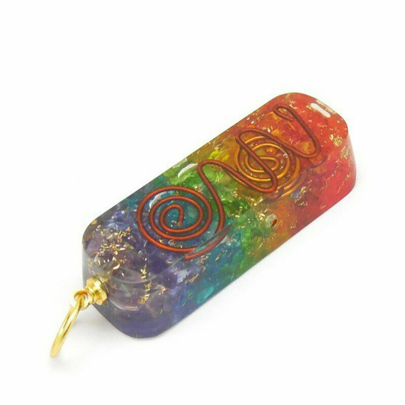 7 Chakra Orgone Energy Generator Pendant Copper Coil Orgonite Necklace HANDMADE