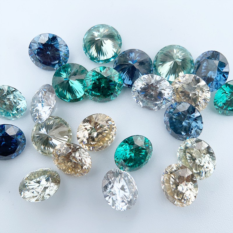Multicolor Round 0.5-5ct Moissanite Loose 9 Hearts 1 Flower Cut GRA for Jewelry
