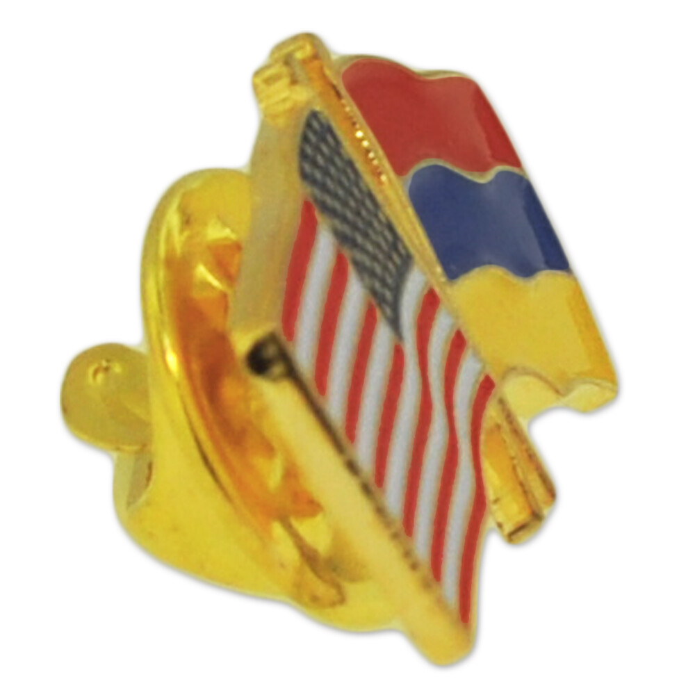 PinMart’s USA and Armenia Crossed Friendship Flag Enamel Lapel Pin