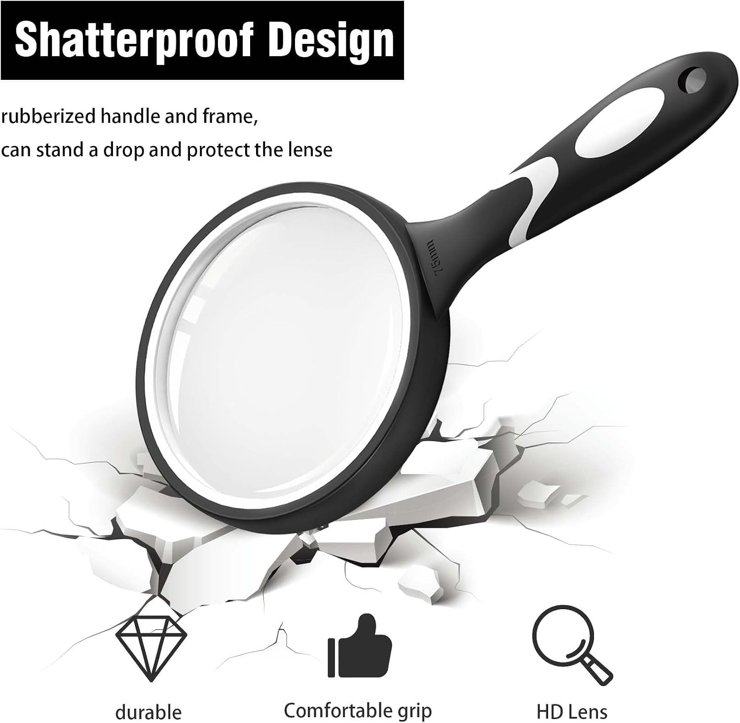 Ergonomic 10X Magnifying Glass with Anti-Glare Lens – Perfect for All Ages