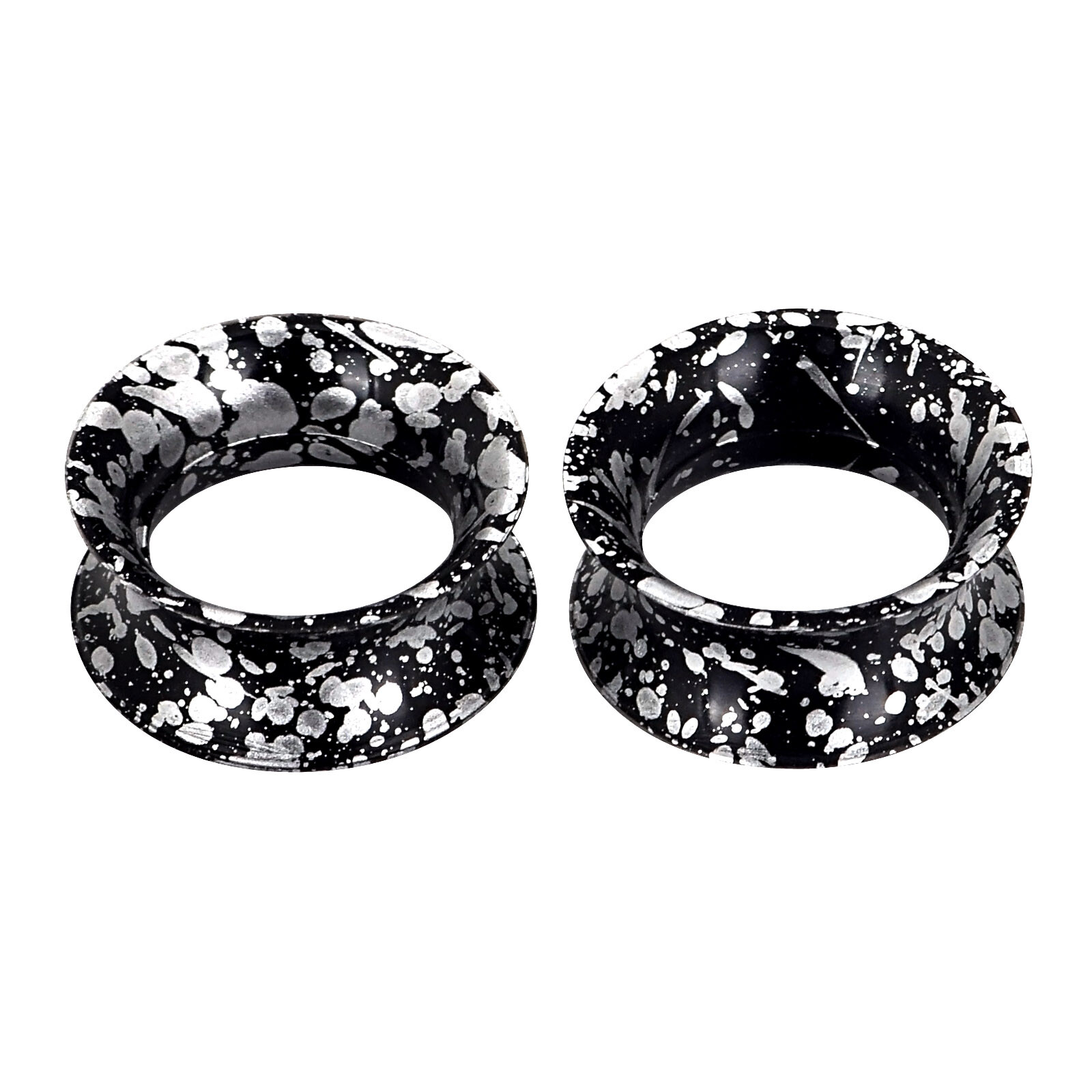 Pair Silicone Soft Tunnels Thin Ear Gauge Tunnels Expander Plugs Silver Spots