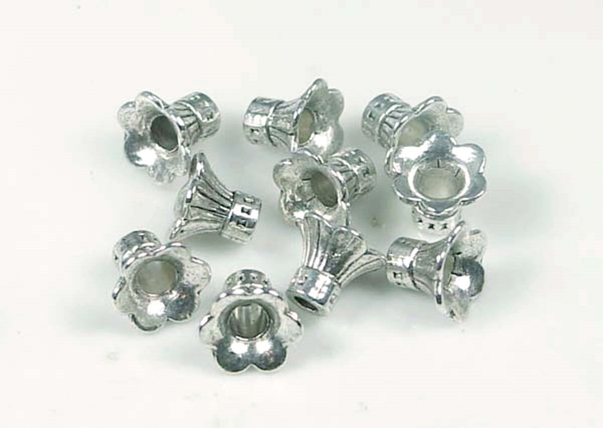 20 Antique Silver Pewter Petal Bell Flowers Caps Beads
