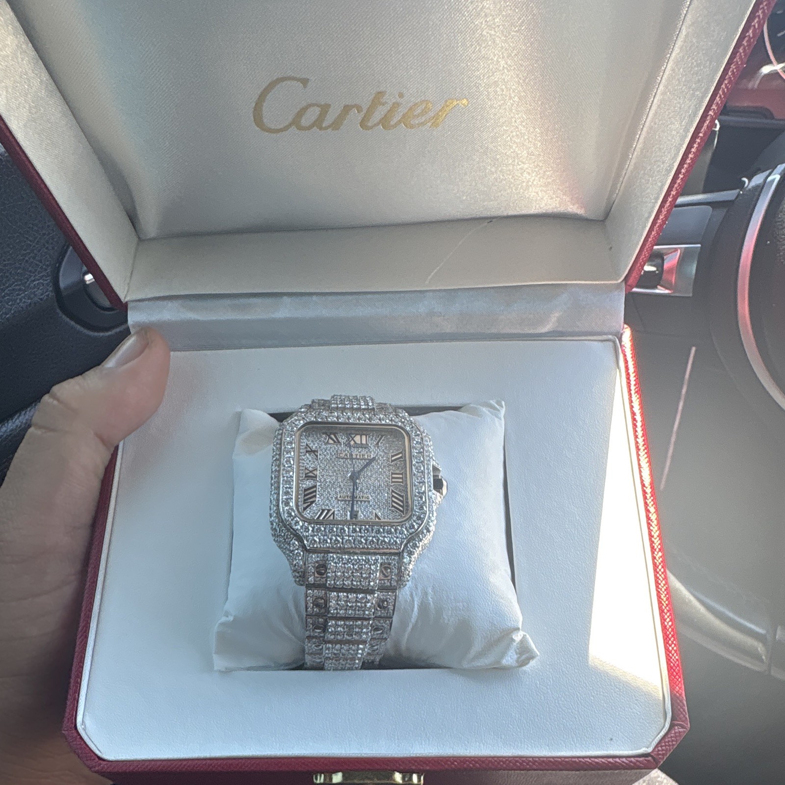 Cartier Santos Automatic Stainless Steel Silver Dial Roman Square 100m Box
