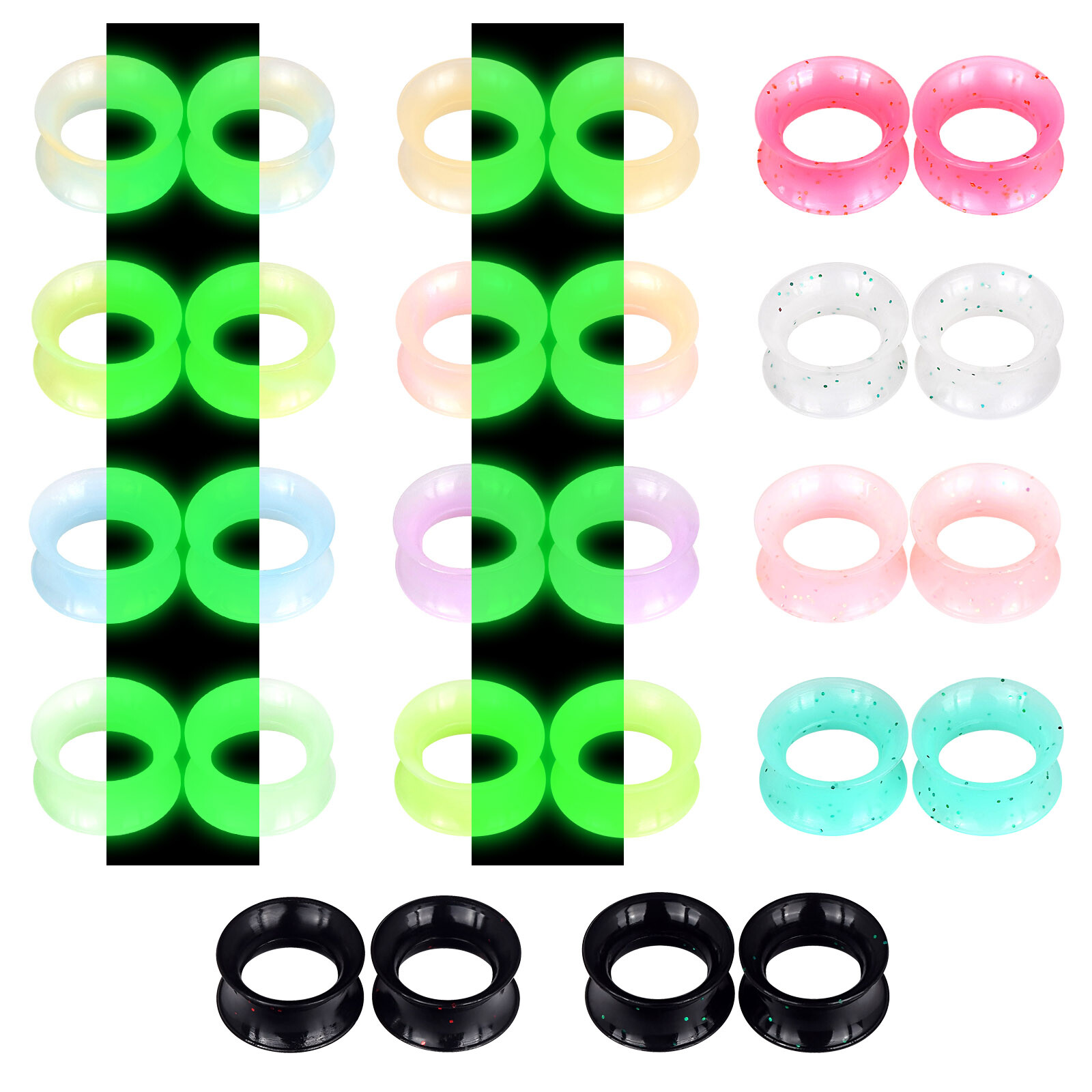 2PCS Soft Silicone Ear Flesh Tunnels Ear Gauges Plugs Earskin Expander 2g-3/4″