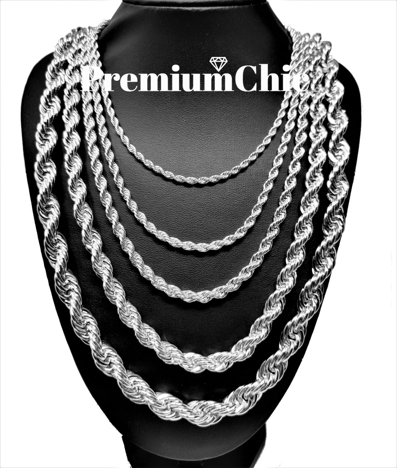 Rope Chain Necklace 3mm to 10mm 16″ to 30″ 14K Gold Plated Mens Hip Hop Jewelry