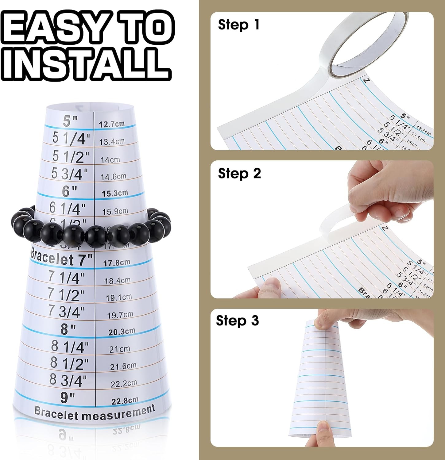 Ceoighe Bracelet Mandrel and Bracelet Sizer Measuring Tool, Adjustable 5-9” Plas