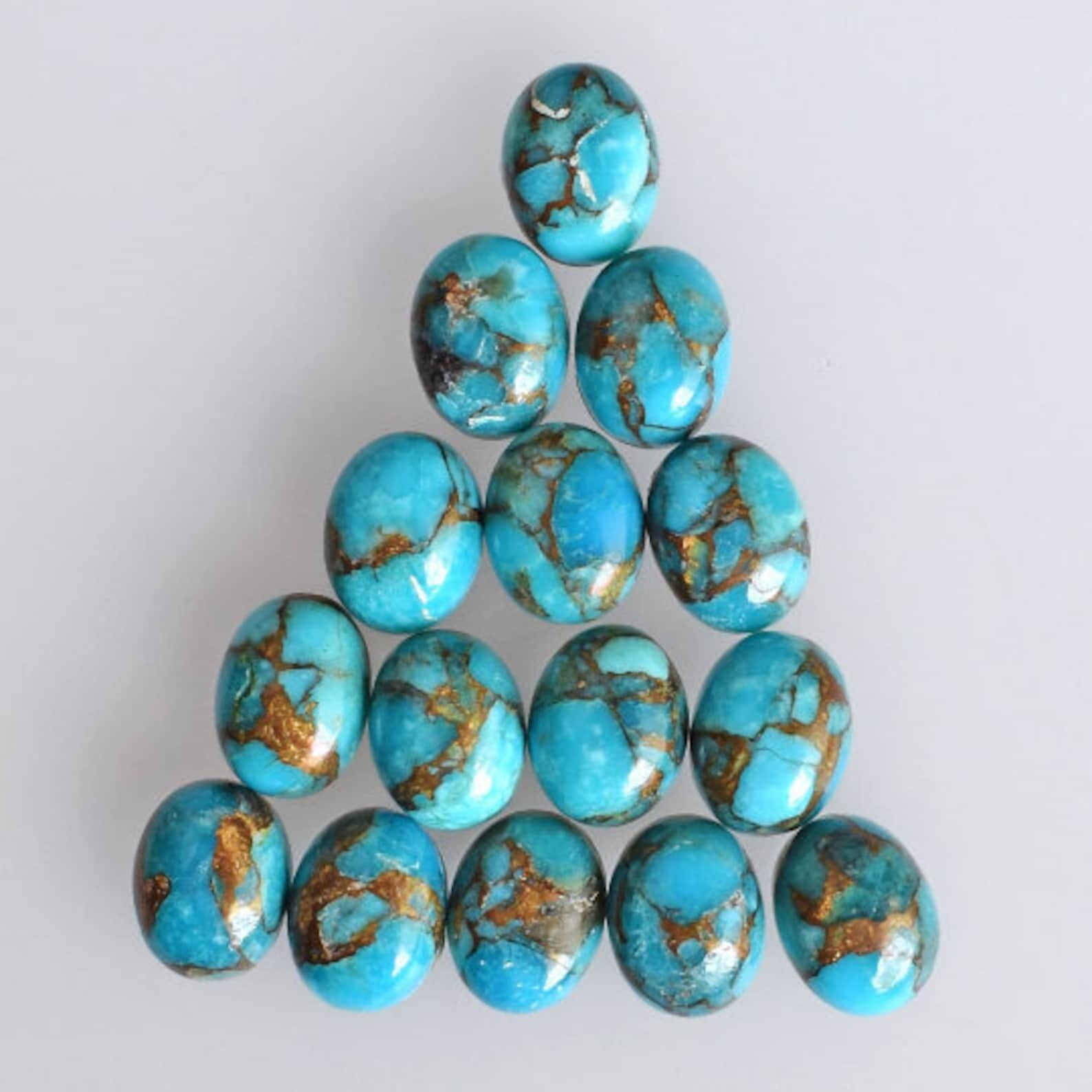 Blue Copper Turquoise Oval Cabochon Loose Gemstone Wholesale Lot