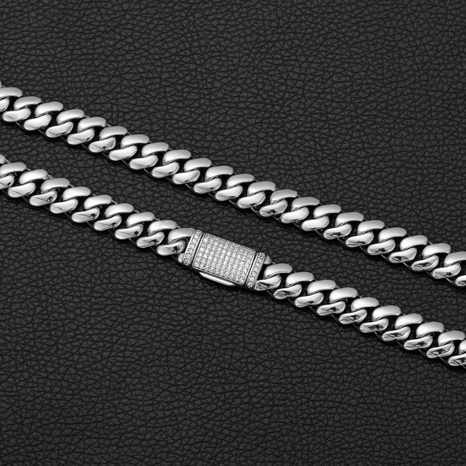 8-22MM Stainless Steel Miami Hip Hop Cuban Chain Necklace Bracelet CZ Clasp