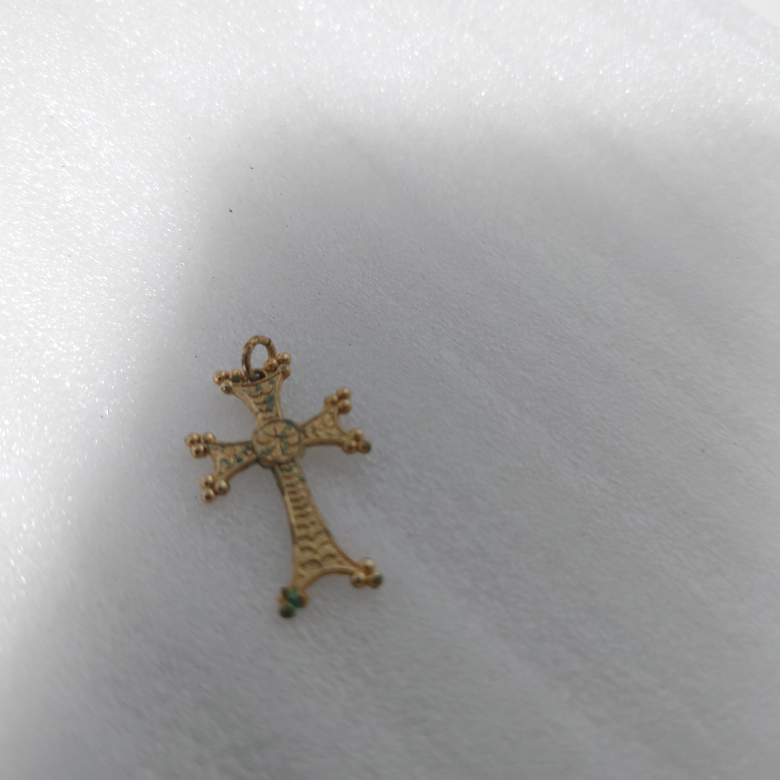 Vintage Armenian Cross Pendant Gold Tone Holy Etchmiadzin Inscribed