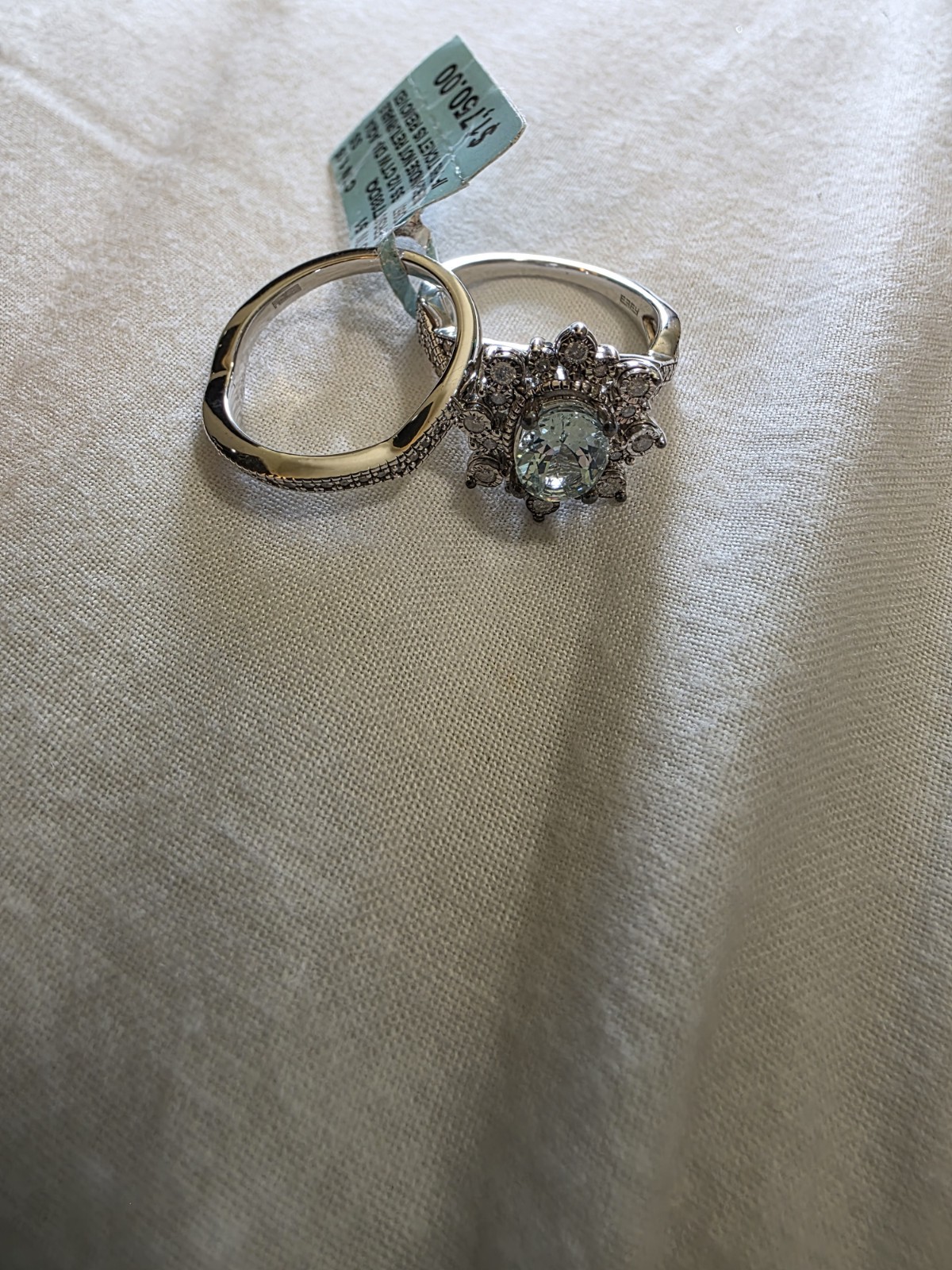Silver Engagement Ring Size 7 Oval Blue Stone Halo Setting Unisex Adults