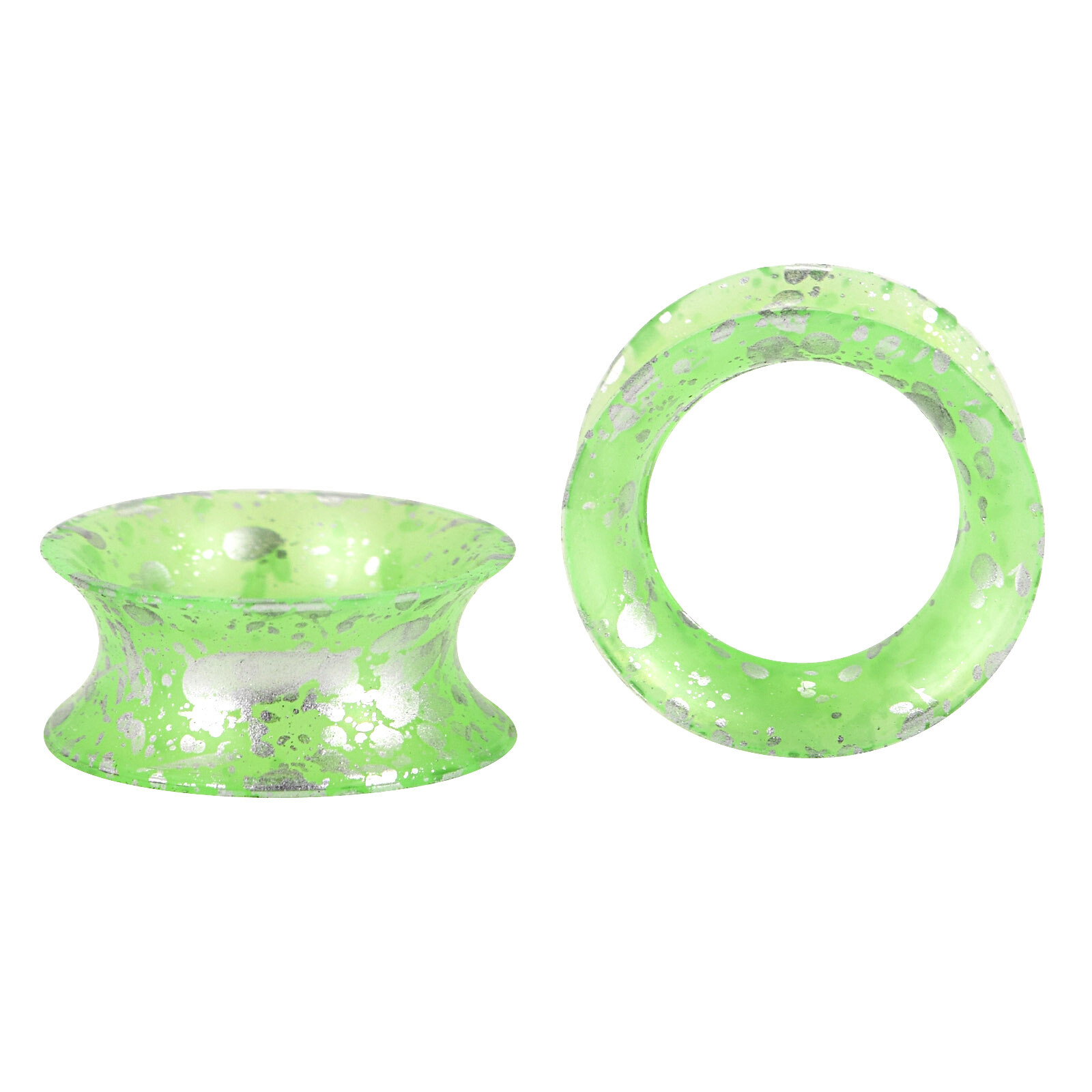 Thin Earskin-Silver Dots Silicone Ear Gauges Flesh Tunnels-Expander Plugs – TWO