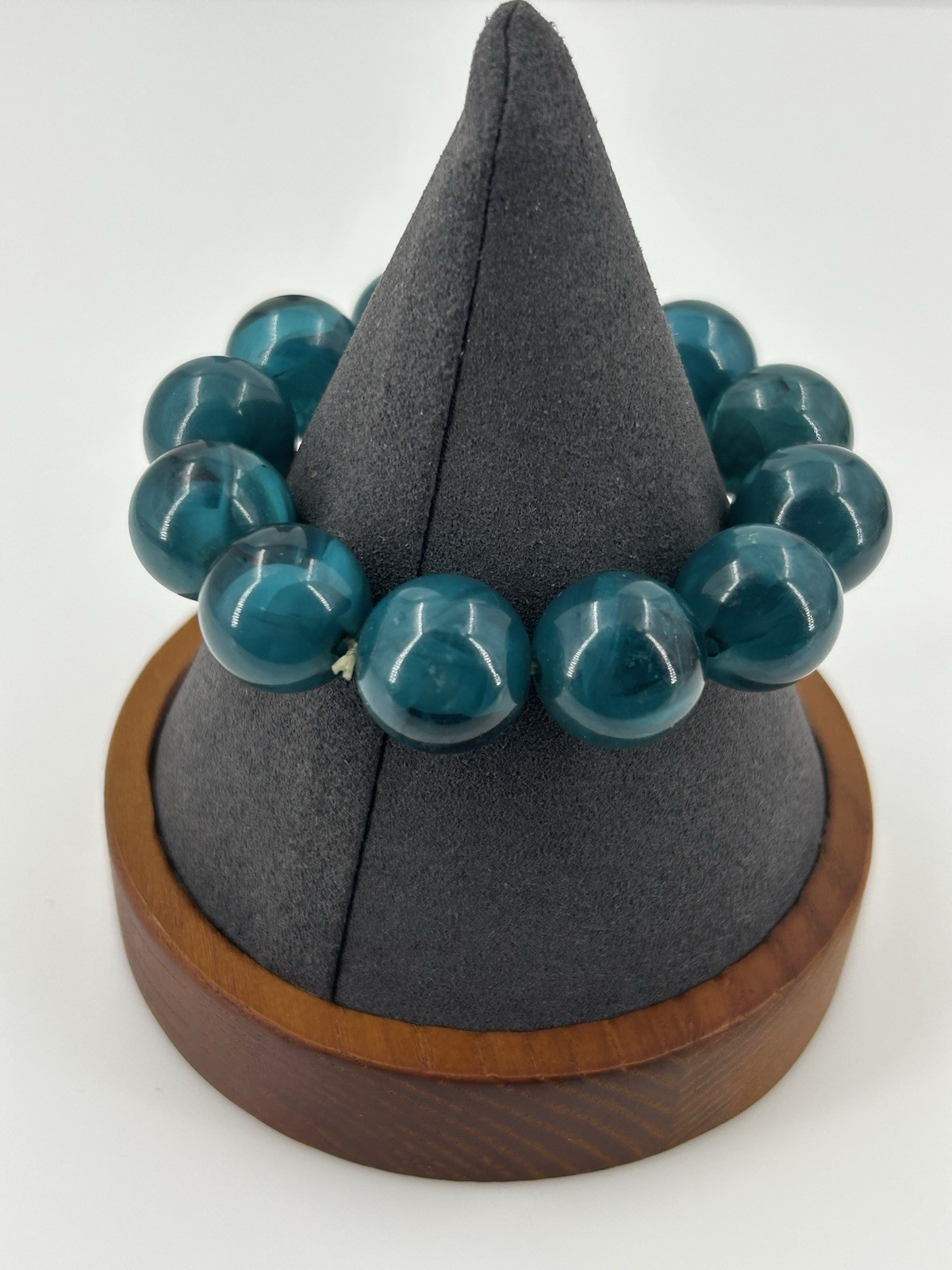 Vintage Dark Blue Green Swirl Acrylic Stretch Bracelet