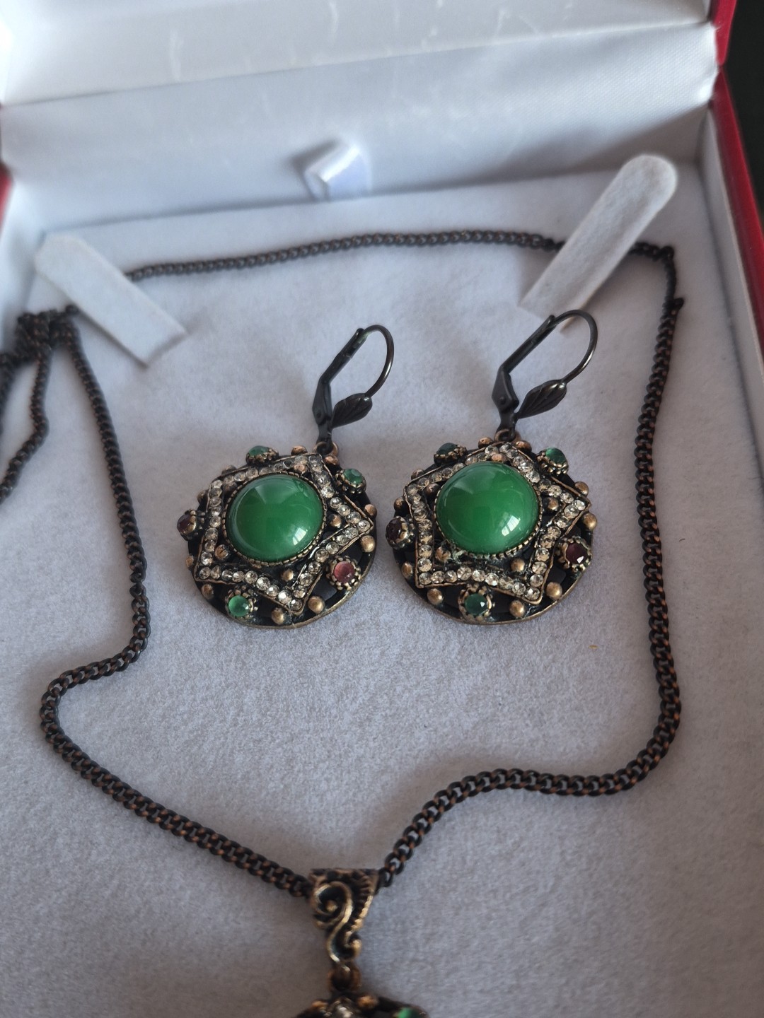 Turkish Emerald Ruby Zircon 2pc Set