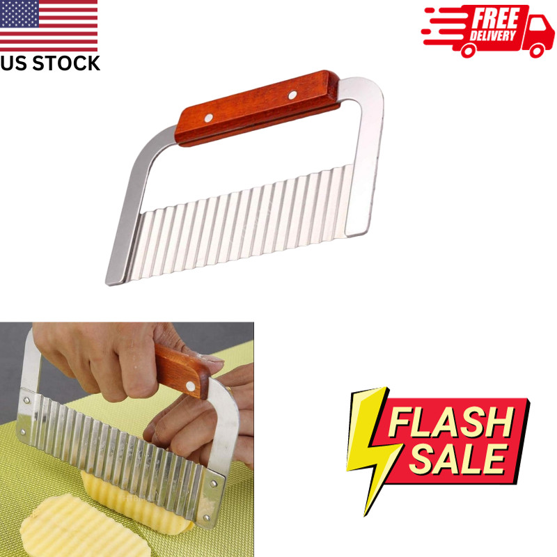 Upgraded Stainless Steel Wavy Chopper Knife for Kitchen Crinkle Potato Cutter