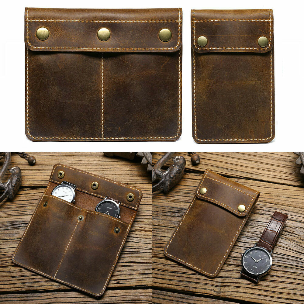 Luxury Genuine Leather Watch Box Portable Storage Bag Travel Slot Pouch Case