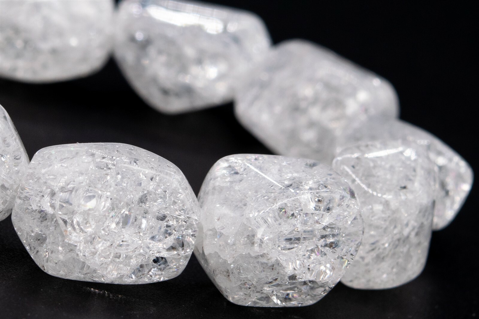 16x12MM White Crystal Quartz Crack Pattern Faceted Nugget Grade AAA Natural Bead