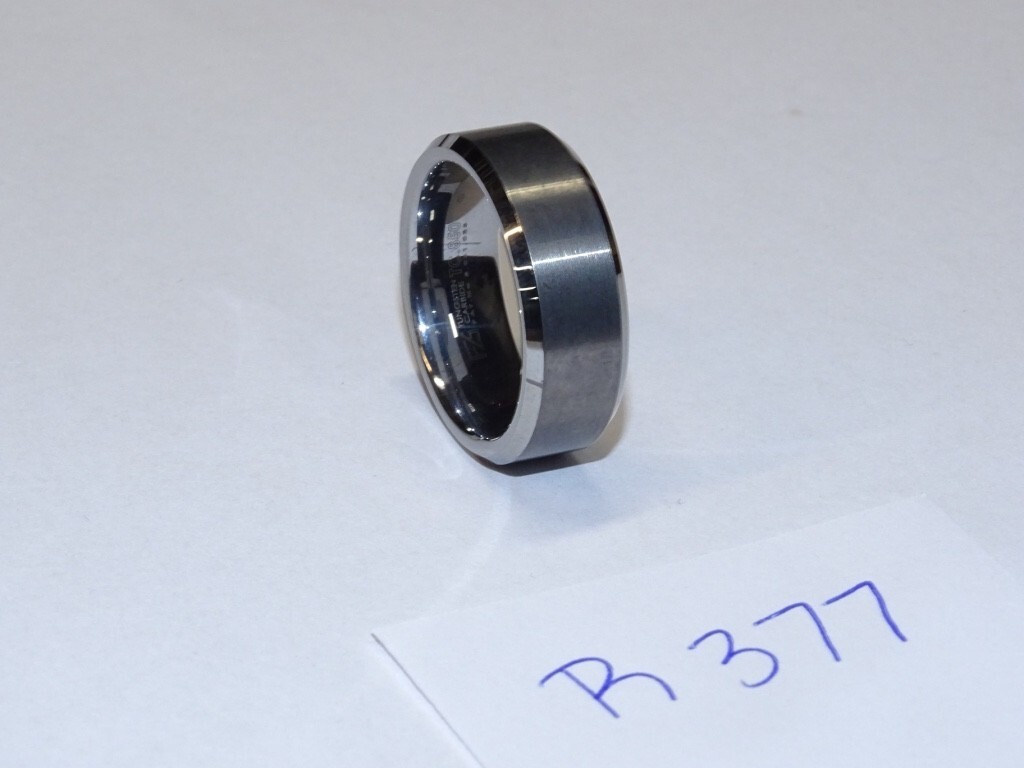 Triton Tungsten Carbide Wedding Ring 8mm Size 7-3/4 Silver w/ Raised Cntr #R377