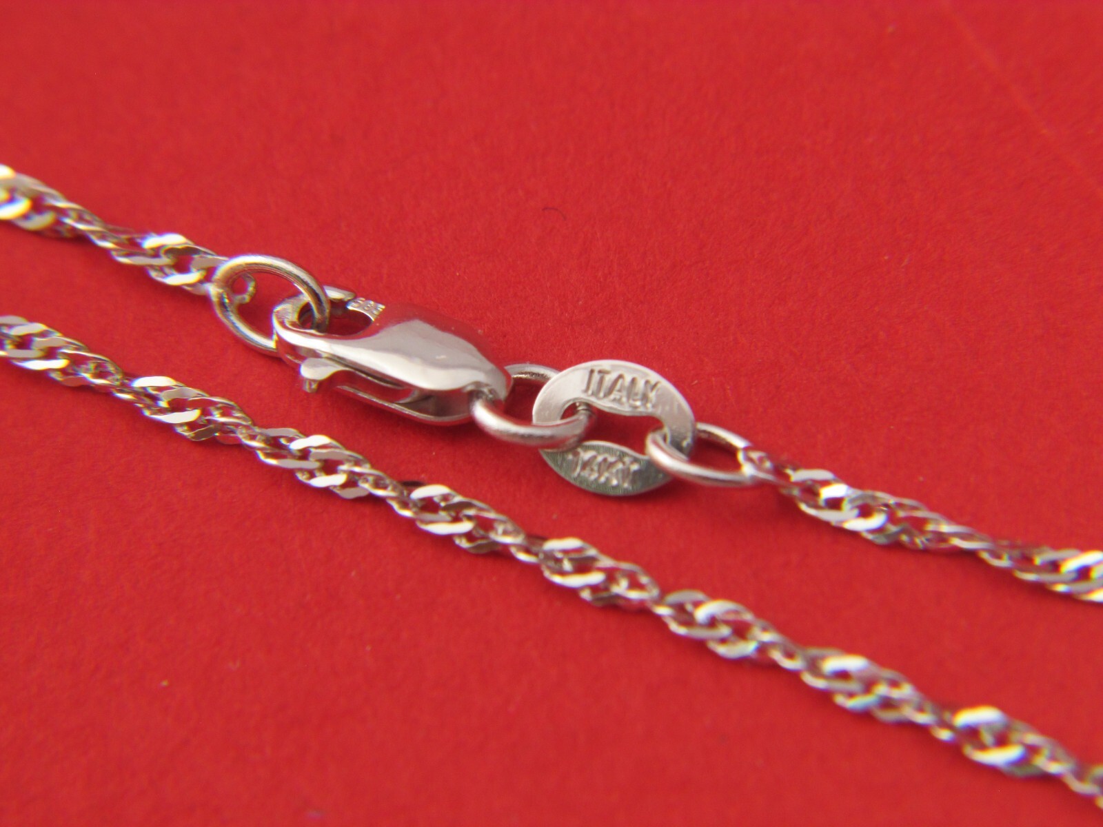 Real 14K White Gold 1.75mm Singapore Chain Solid Gold Necklace