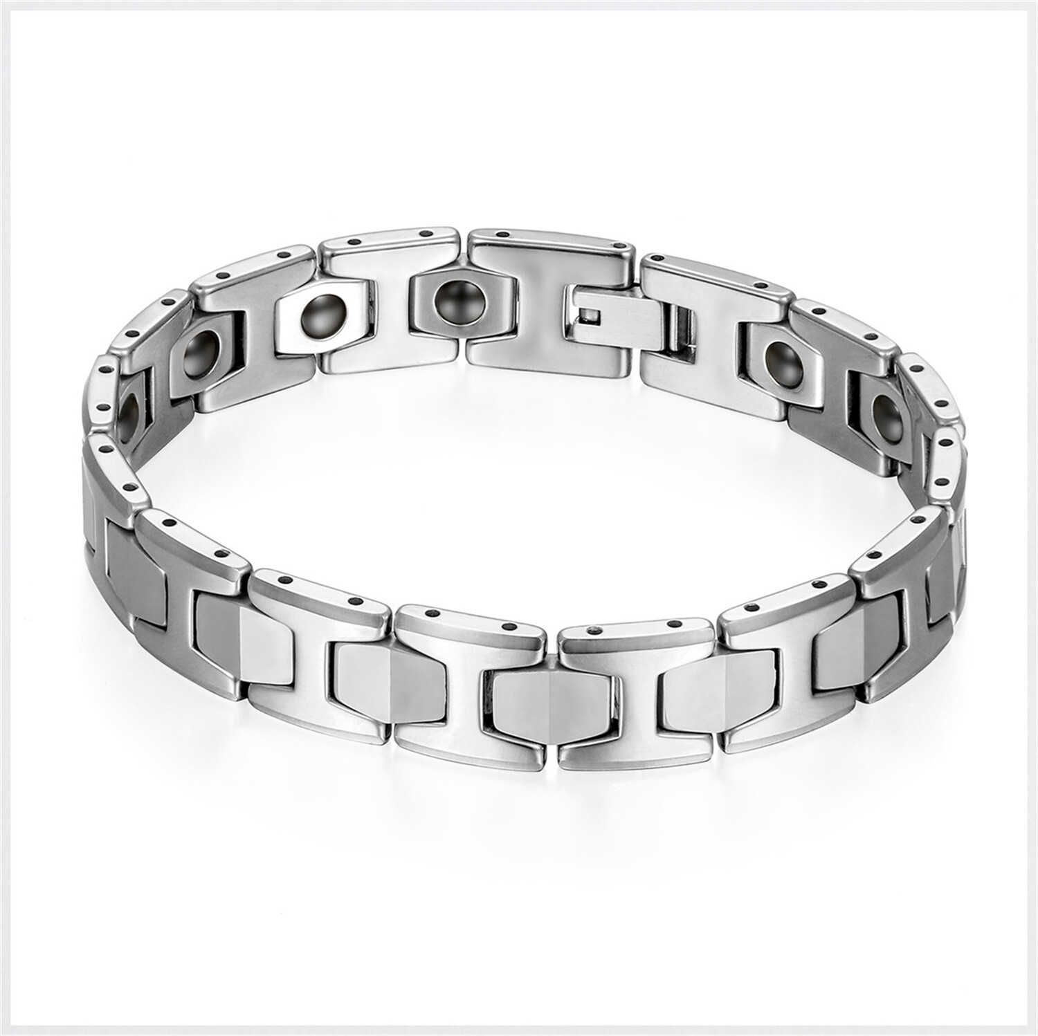 Men’s Polished Tungsten Carbide Magnetic Energy Therapy Power Bracelet Golf Link