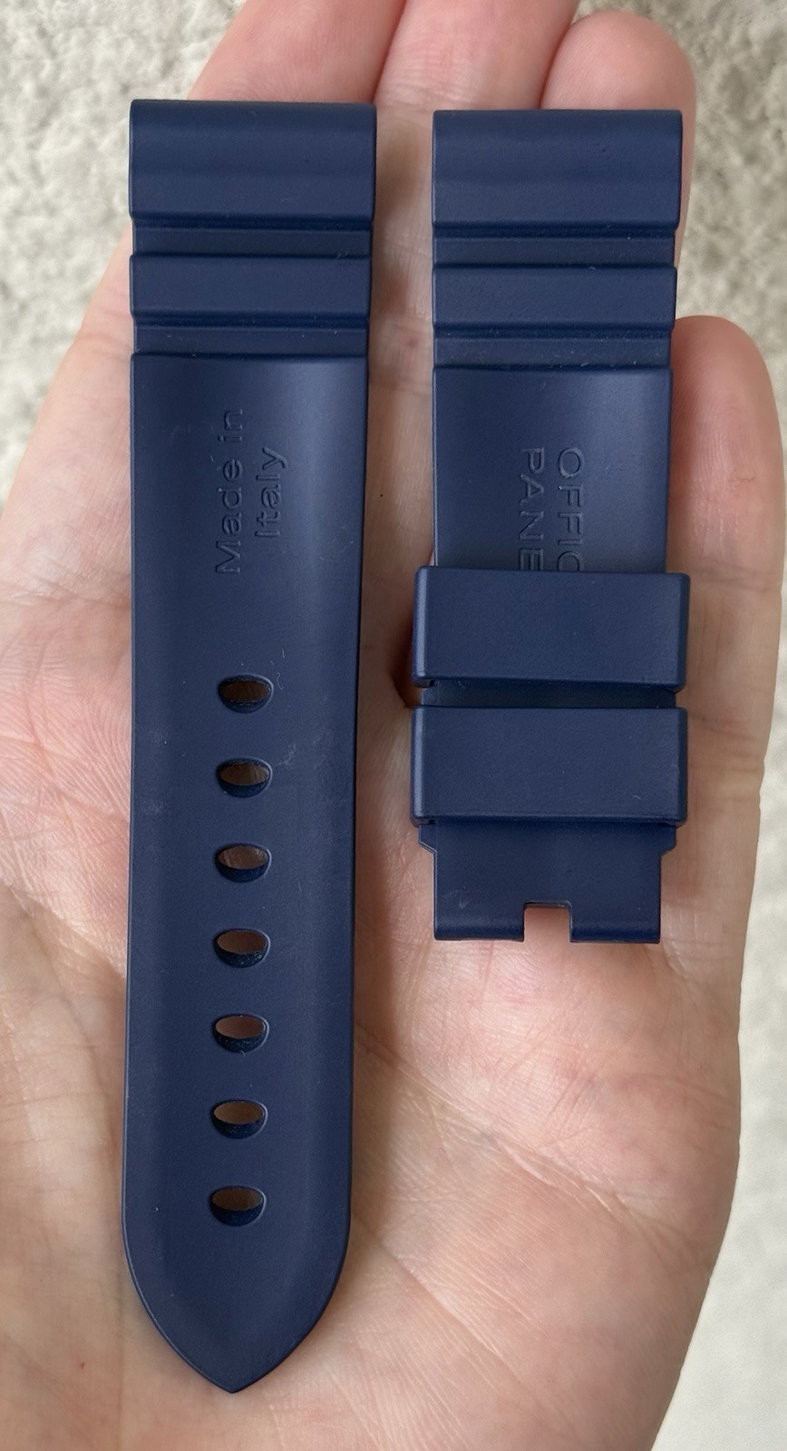 Officine Panerai Accordion 22mm x 20mm Blue Rubber Watch Strap Band Authentic
