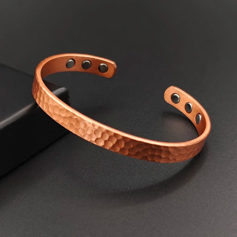 Magnetic Pure Copper Cuff Bracelet Rose Gold Adjustable Bangle Women Men 2026