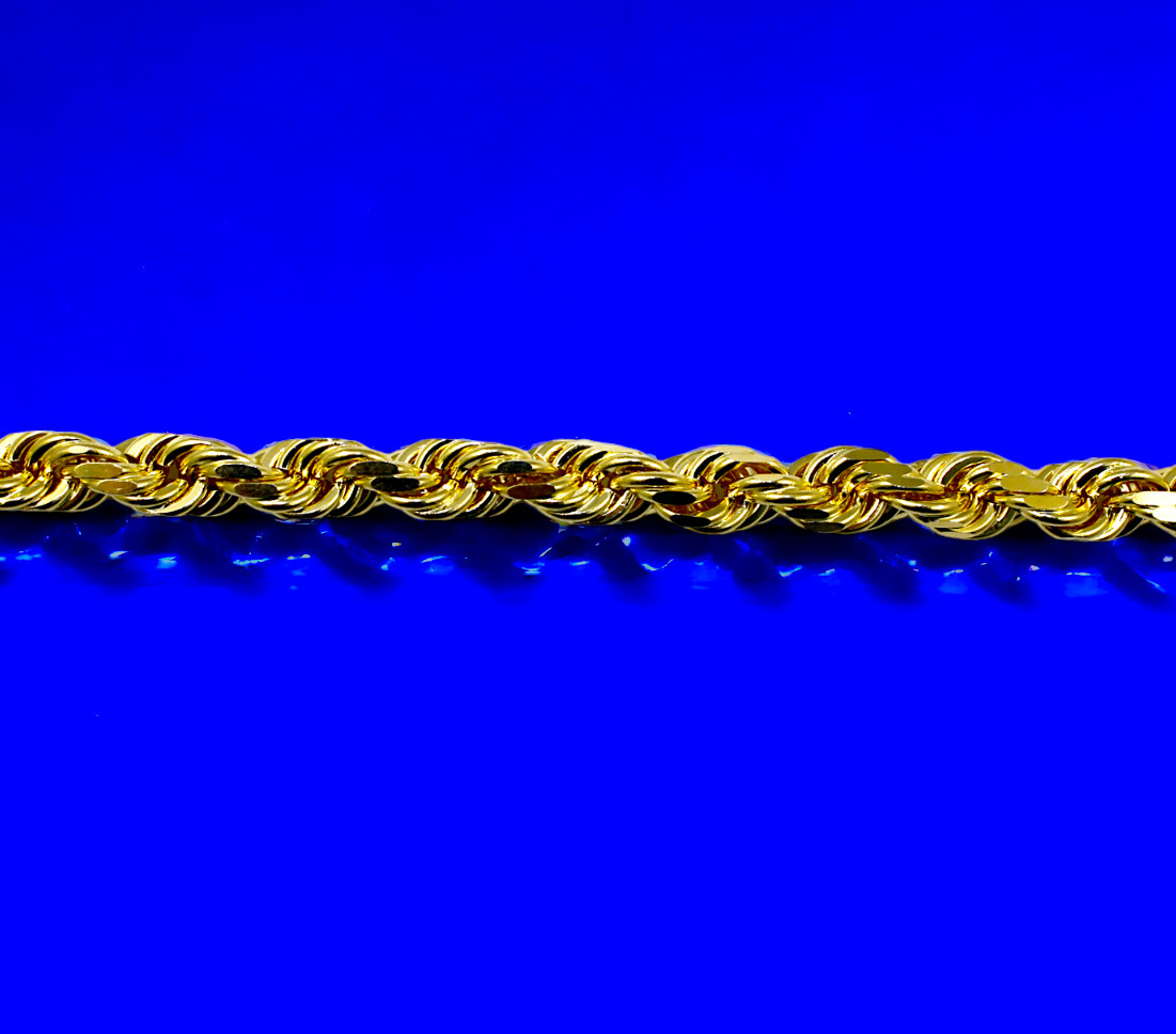 10K Yellow Gold SOLID Rope Necklace Bracelet Chain Diamond Cut 1mm-10mm 7″-30″