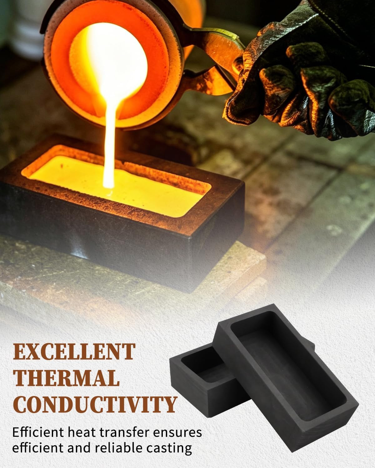4 Pack 1Kg Graphite Ingot Molds Fit for Melting and Casting Gold Silver Aluminum