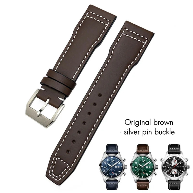Soft Genuine Leather Watch Strap for IWC Pilot Portofino 20-22mm Dark Blue Band