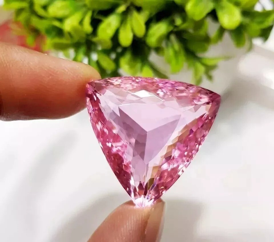 Brazilian Natural Pink Topaz Trillion Cut EGL Certified 98.05 Ct Loose Gemstone