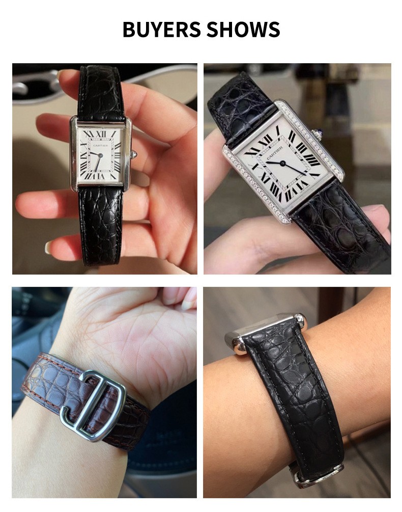 High End Crocodile Genuine Leather Watch Strap 16 17 18 20 22 23mm for Cartier