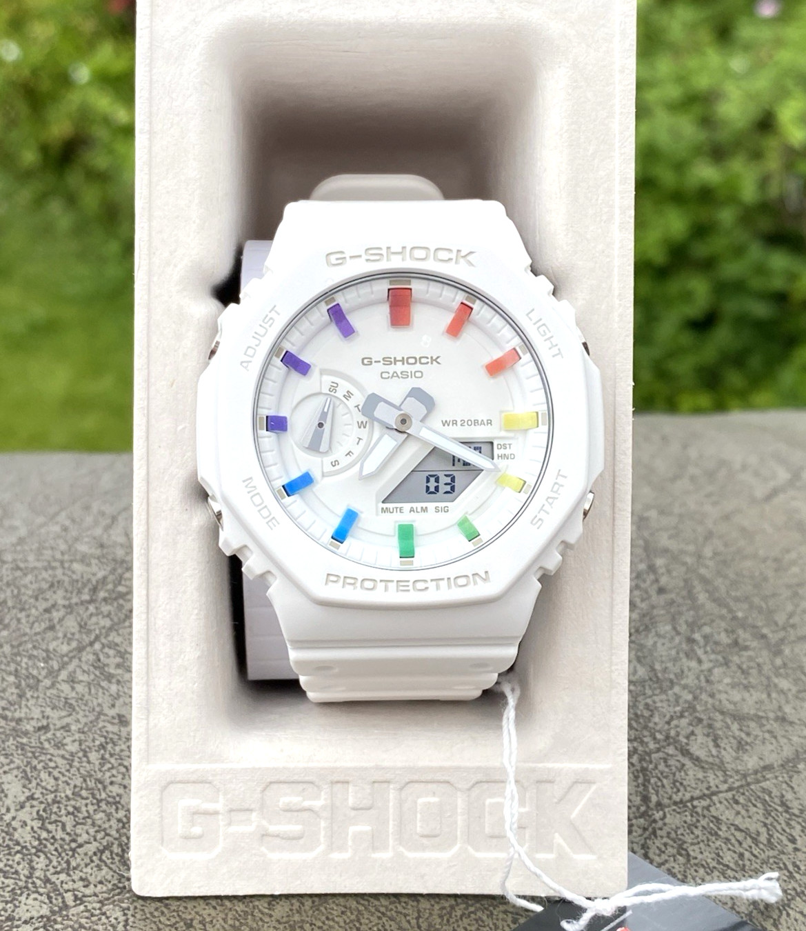 New Casio G-Shock GA2100 White Rainbow Carbon Digital Watch Limited Edition MOD