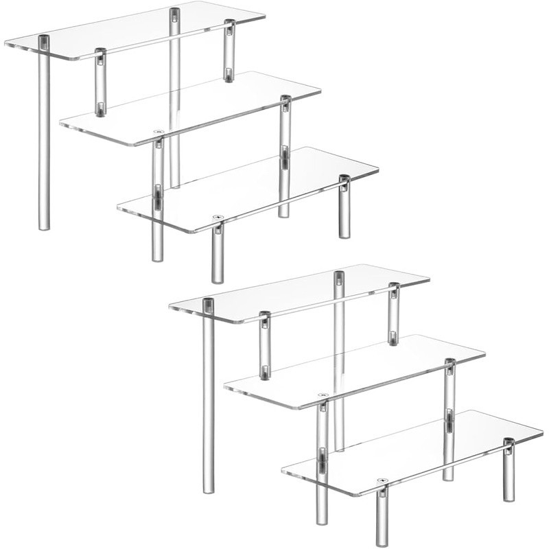 Acrylic Display Risers Organizing Storage Shelves Perfume Stand Easy Assembly US