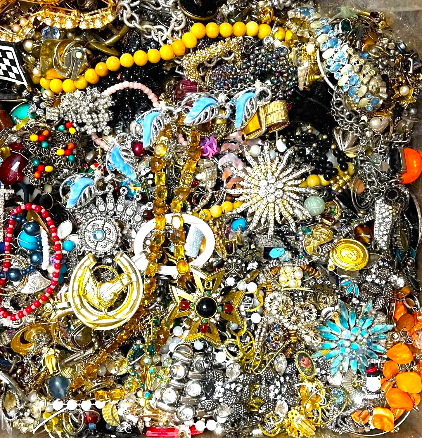 3 Lbs + Unsorted Huge Lot Vtg Jewelry Vintage New Junk & Wear Resell Tangled In
