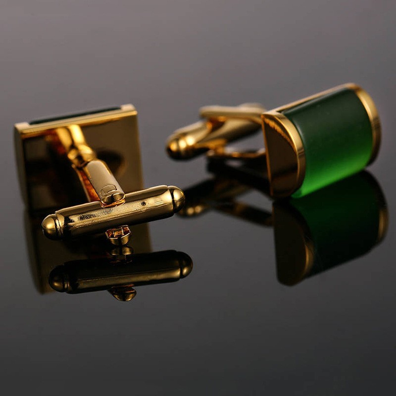 Vintage Men Cufflinks Jewelry Green Gold Cuff Link for Man 1 Pair of Shirt Links
