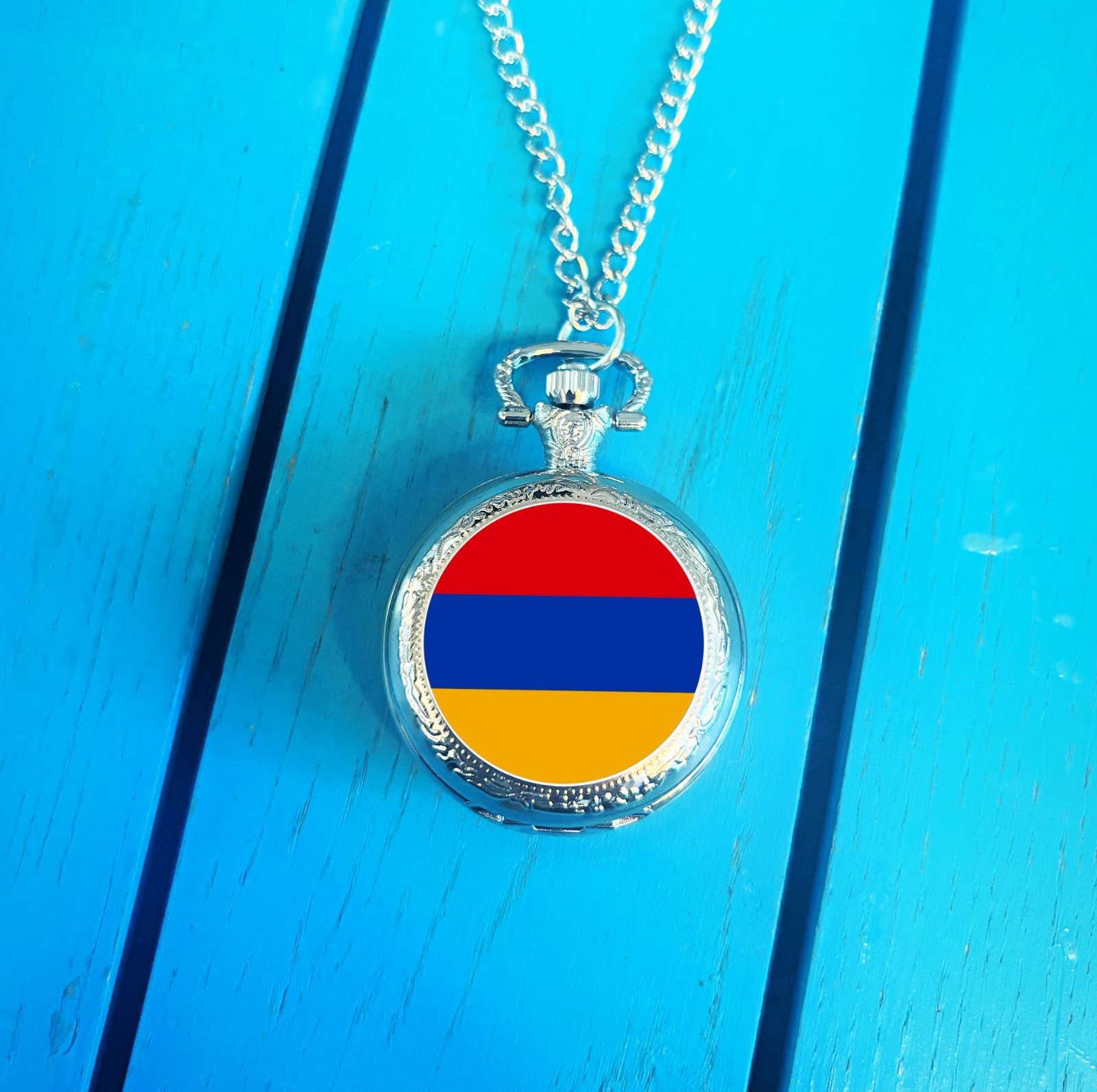 Armenia Flag Pocket Watch. Armenian Gift for Him. Patriotic Christmas Present.