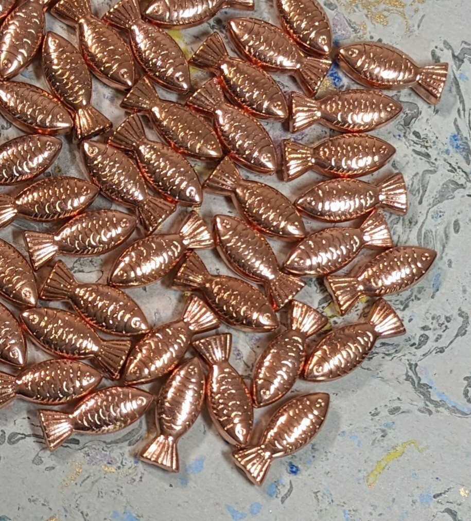 Fish Beads for Jewelry Making Copper 22mm Mix Fish 50 pcs